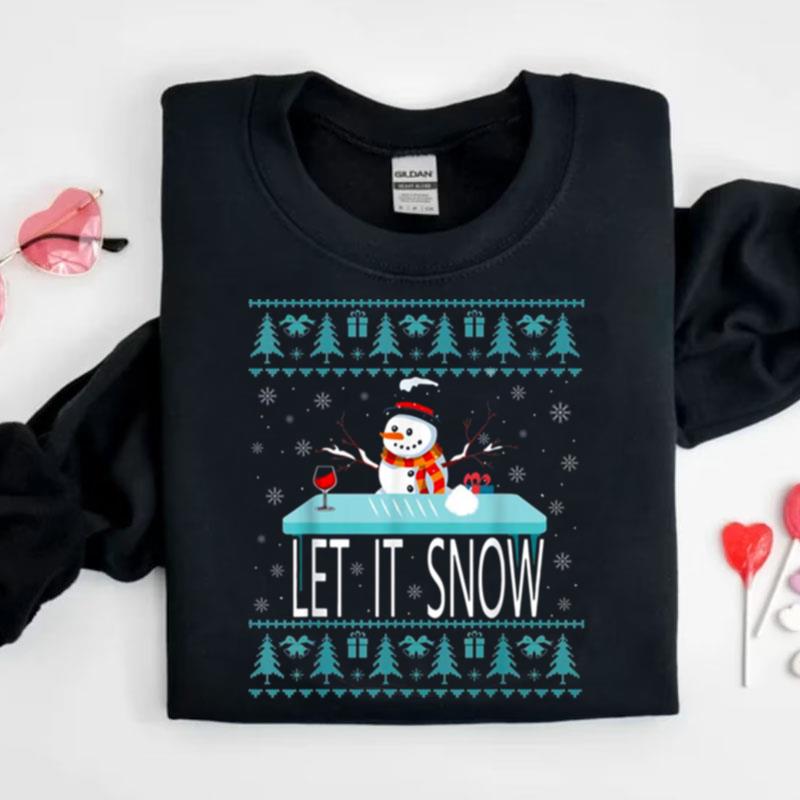 Cocaine Snowman Let It Snow Funny Knit Pattern Shirts