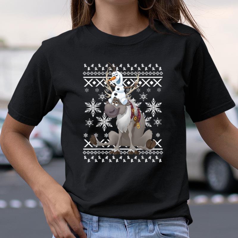 Disney Frozen Olaf Sven Riding Antlers Ugly Sweater Shirts