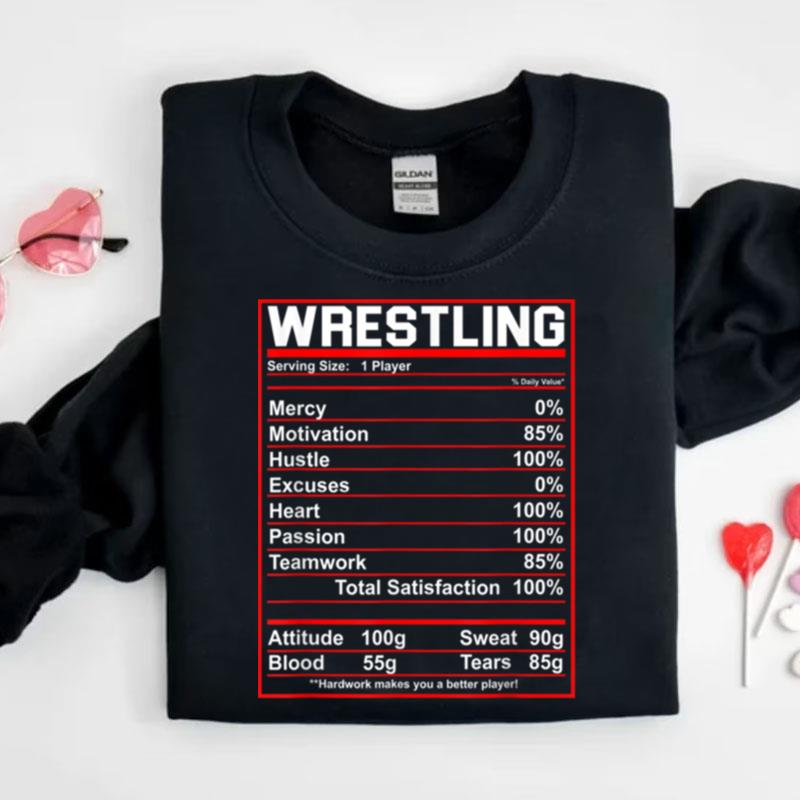 Funny Wrestling Nutrition Facts Women Men Wrestler Shirts
