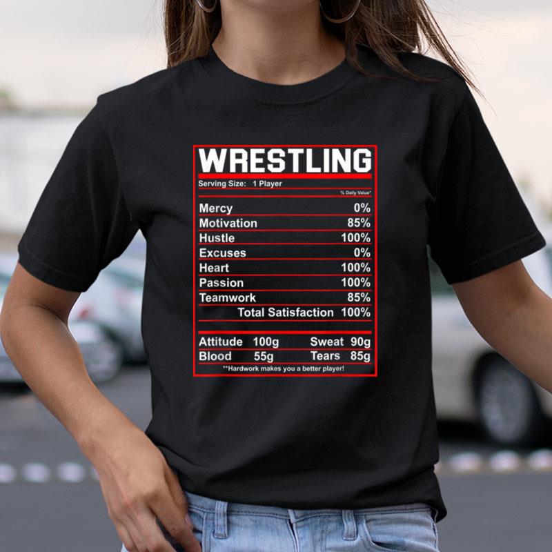 Funny Wrestling Nutrition Facts Women Men Wrestler Shirts