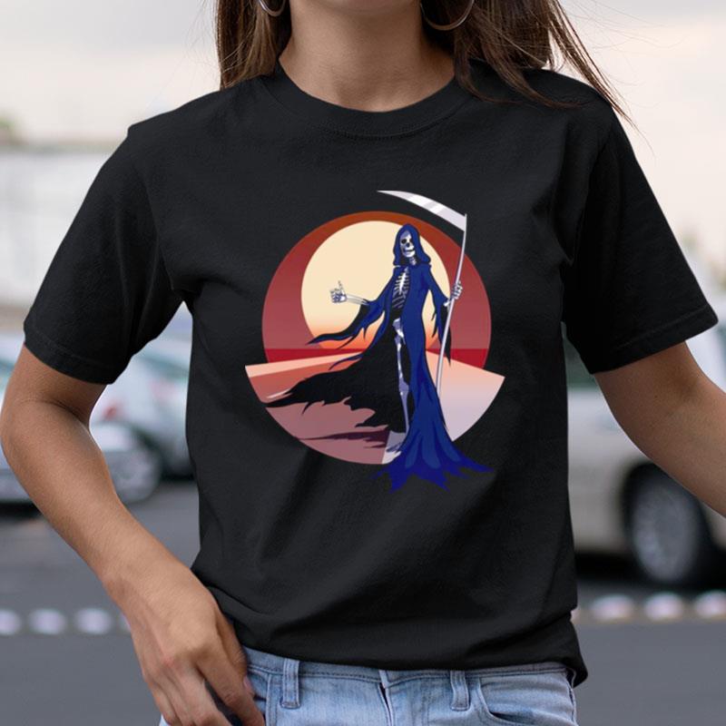 Grim Reaper Hitchhiking On The Road Hitchhiker Shirts