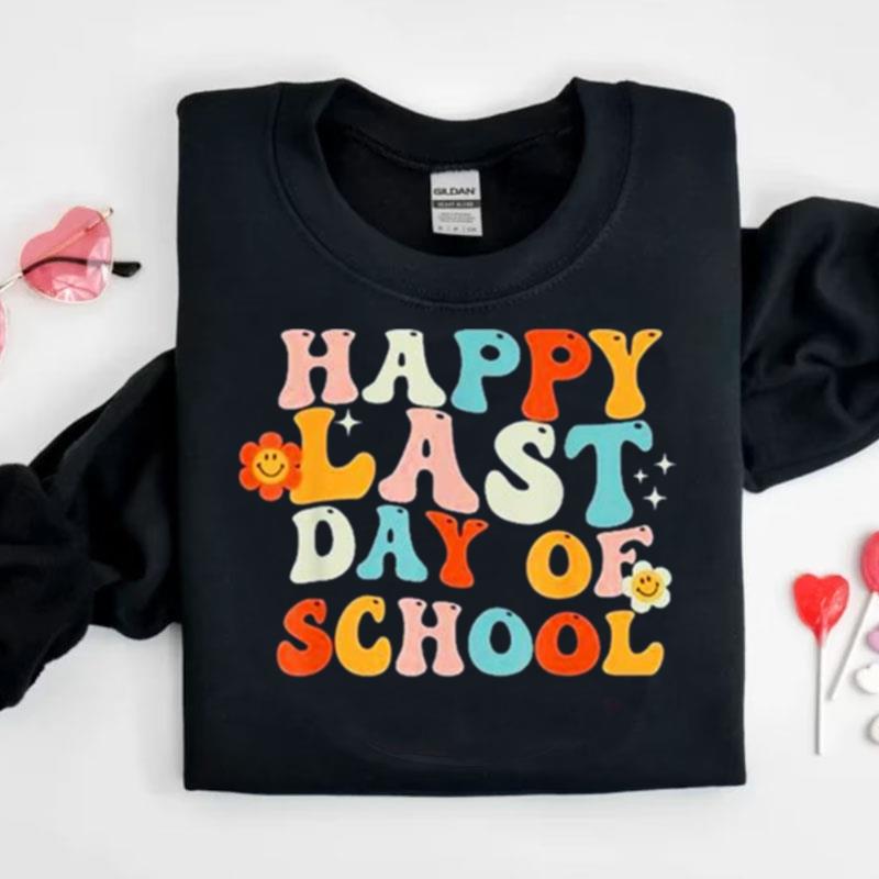 Groovy Happy Last Day Of School Teacher End Of School Year Shirts
