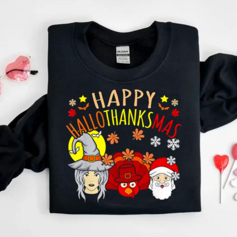 Happy Hallothanksmas Halloween Gnomes Thanksgiving Christmas Shirts