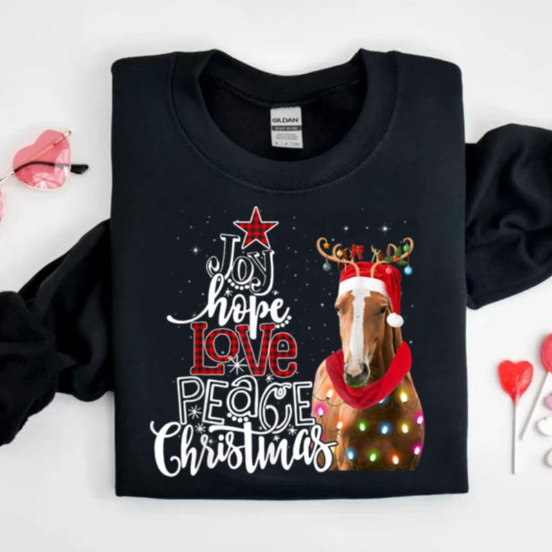 Joy Hope Love Peace Horse Christmas Equestrian Xmas Gift Shirts