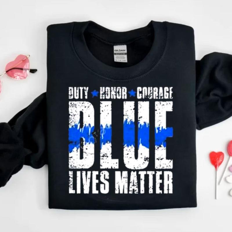 Little Girl Wearing Duty Honor Courage Blue Lives Matter Shirts