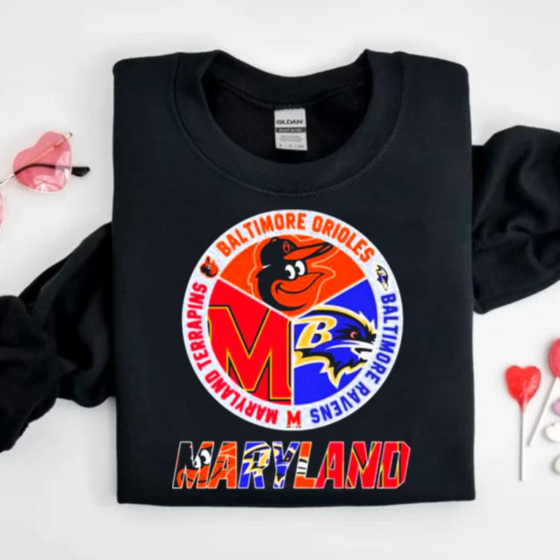 Maryland Sports Maryland Terrapins Baltimore Orioles And Baltimore Ravens Shirts