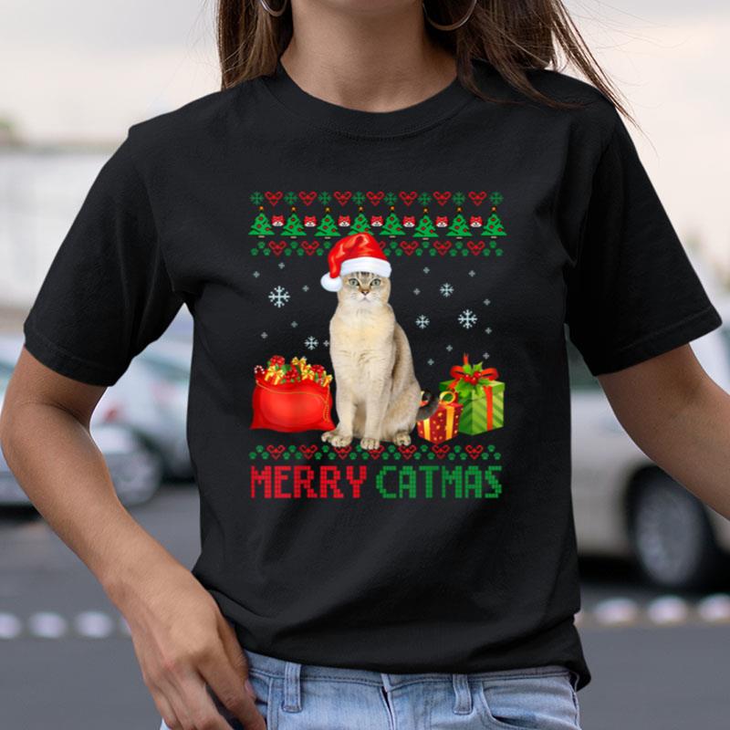 Merry Catmas Cat Ugly Christmas Burmilla Mom Dad Shirts