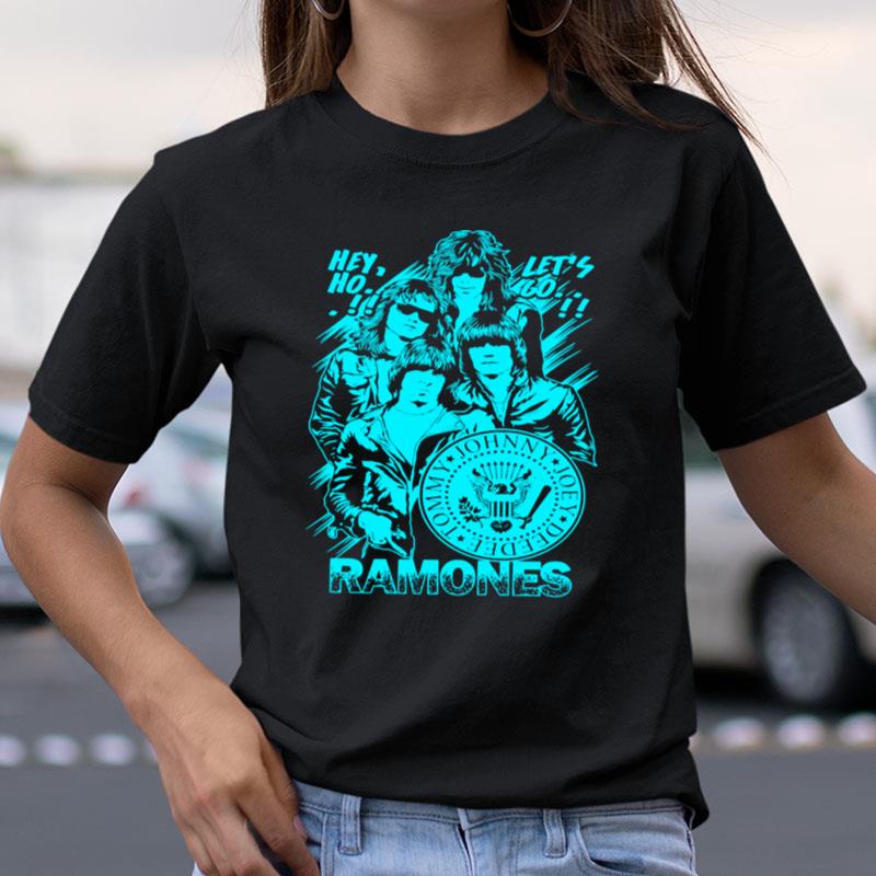 Neon Art Hey Ho Lets Go Ramones Band Shirts