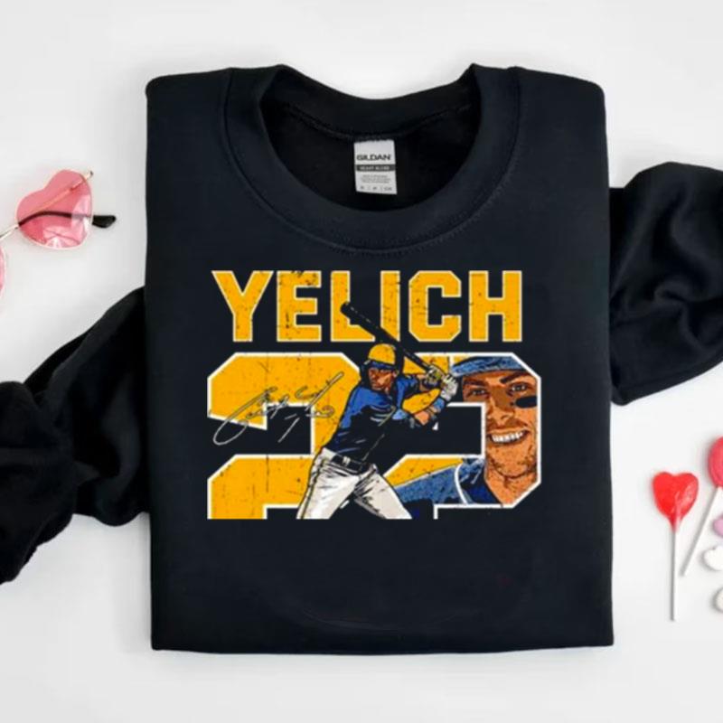 Number And Portrait Christian Yelich Milwaukee Signature Shirts