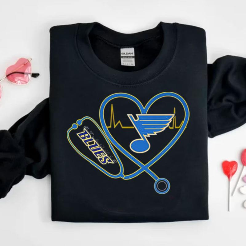 Nurse St. Louis Blues Stethoscope Heart Heartbeat Shirts