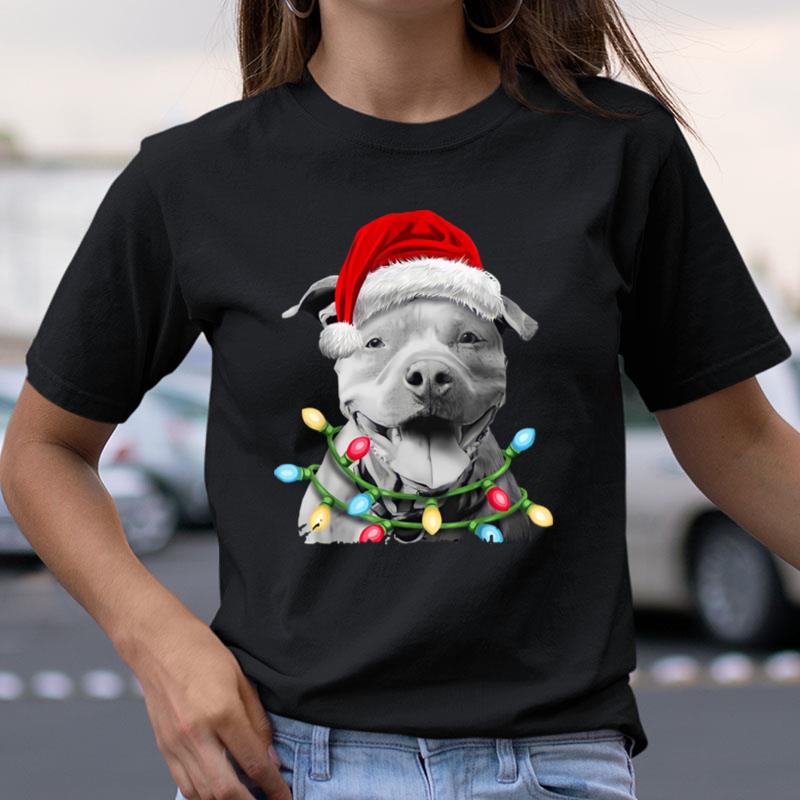 Pitbull Santa Light Christmas Shirts