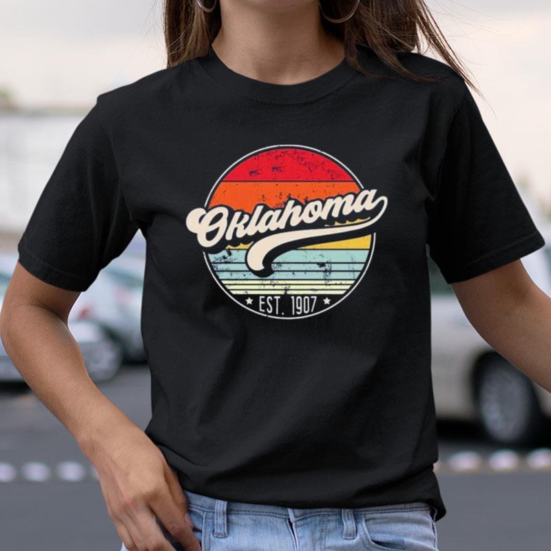 Retro Oklahoma Distressed Sunset Est 1907 Shirts