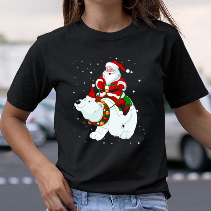 Riding Polar Bear Christmas Bear Santa Shirts