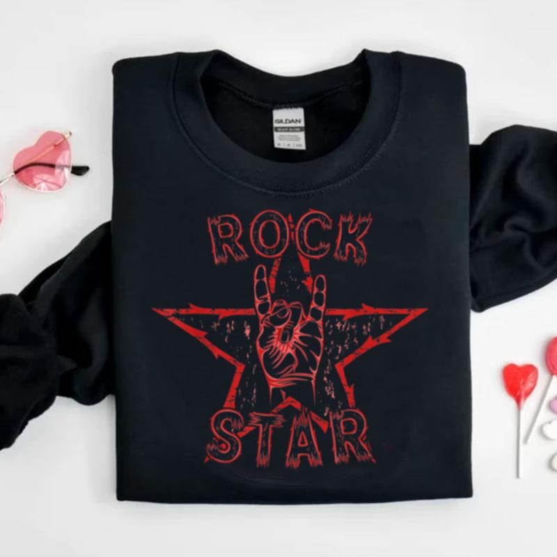 Rock Star Rock On Sign Band Hand Horns Shirts