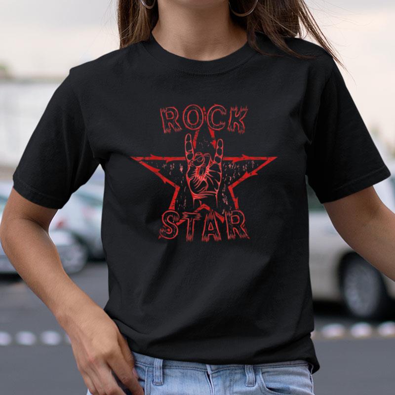 Rock Star Rock On Sign Band Hand Horns Shirts