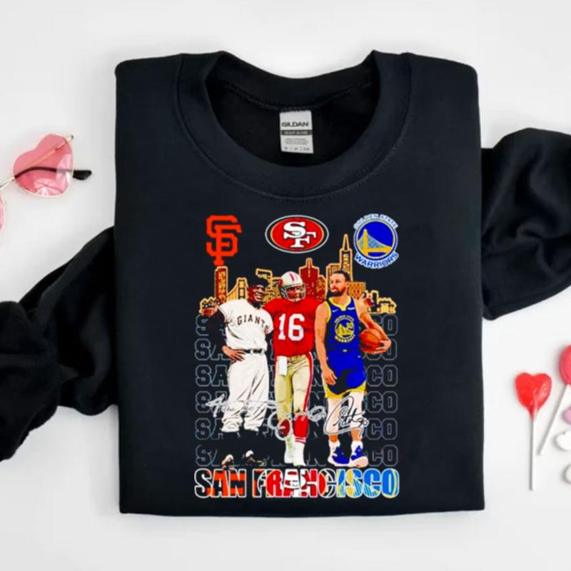 San Francisco 30 Stephen Curry 16 Joe Montana 24 Willie Mays Signatures Shirts