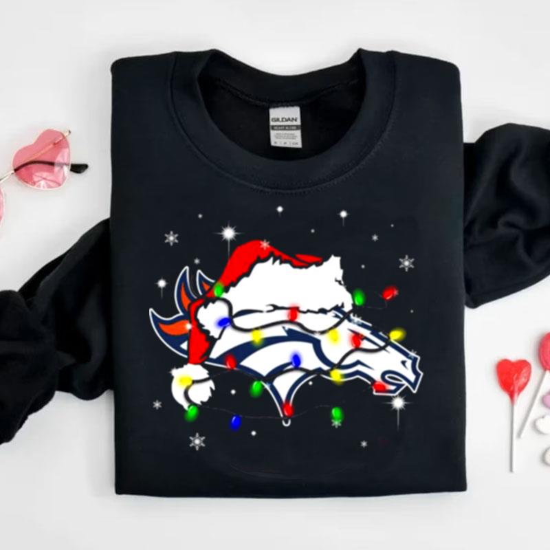 Santa Denver Broncos Logo Lights Christmas Shirts