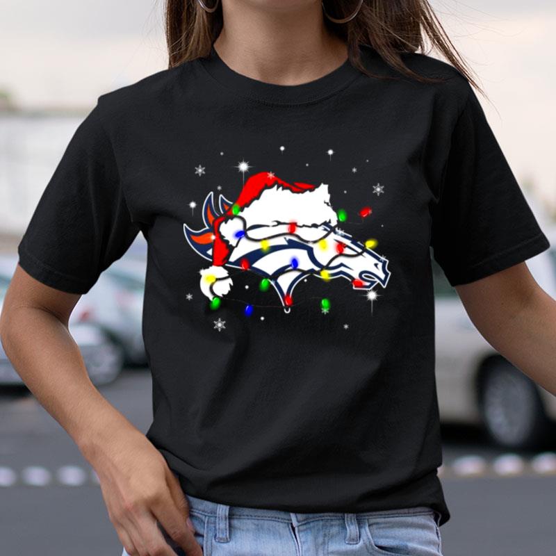 Santa Denver Broncos Logo Lights Christmas Shirts
