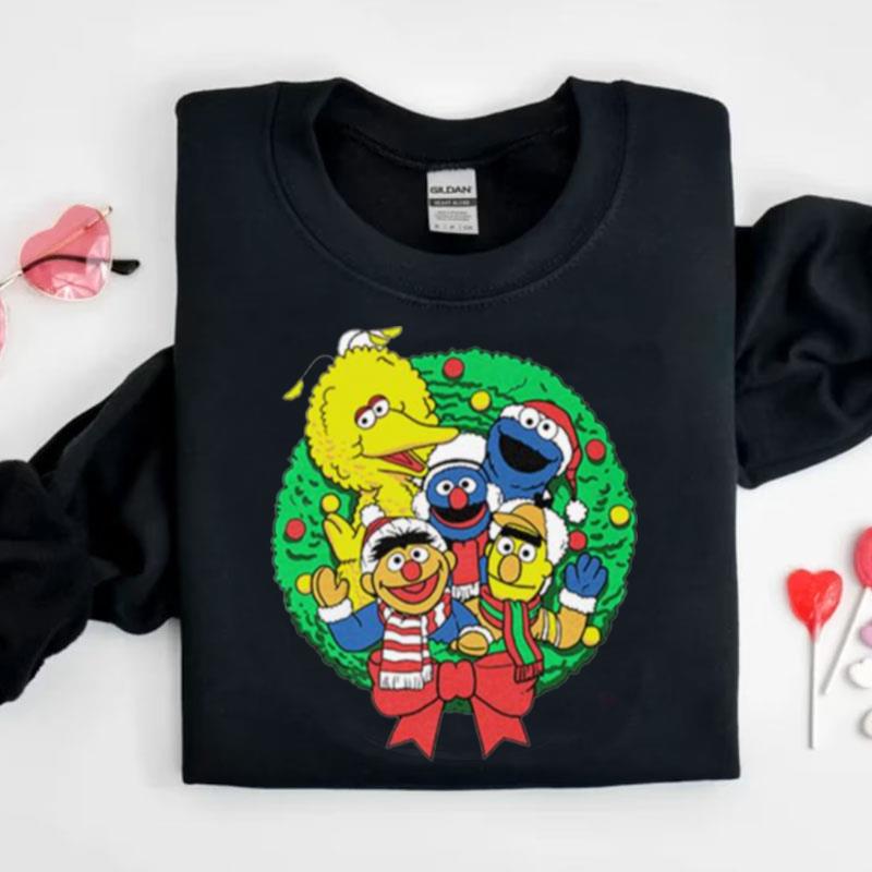 Sesame Street Christmas Wreath Characters Shirts