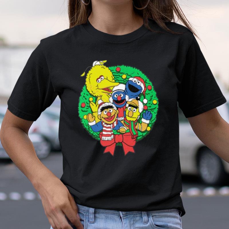 Sesame Street Christmas Wreath Characters Shirts