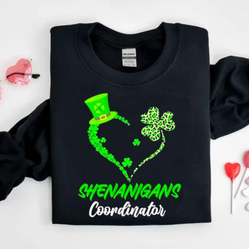 Shenanigans Coordinator Green Heart Shamrock St Patricks Day Shirts