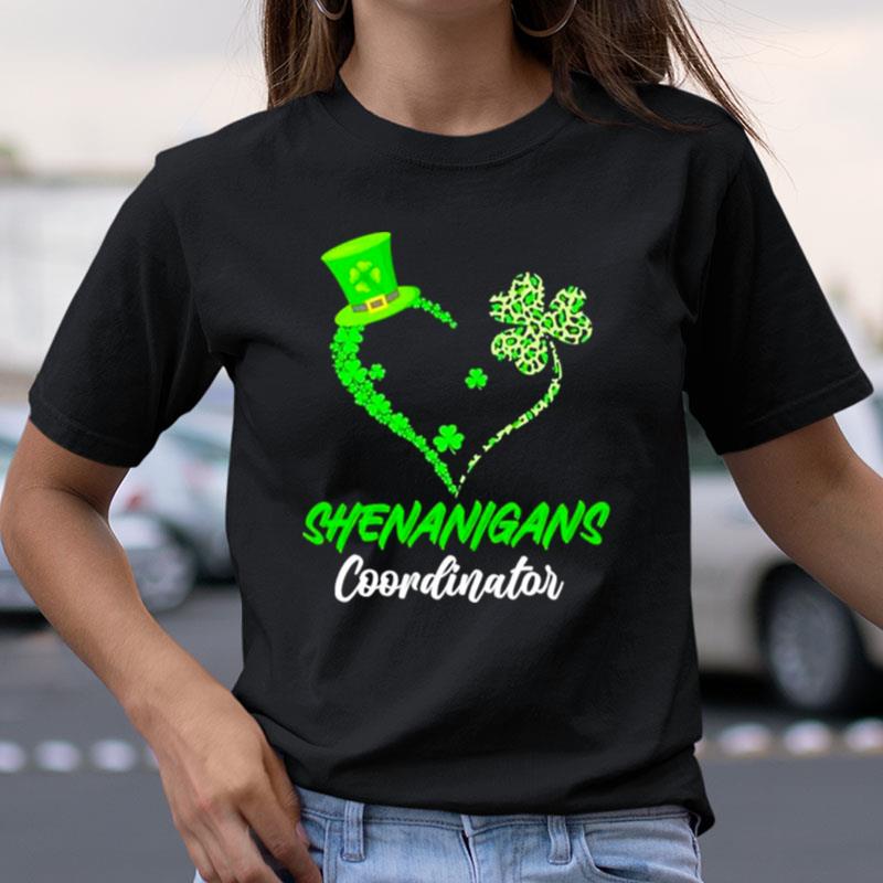 Shenanigans Coordinator Green Heart Shamrock St Patricks Day Shirts