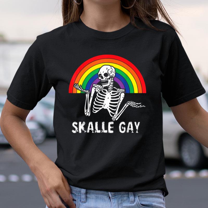 Skeleton Skalle Gay Rainbow Flag Lgbt Pride Haloween Costume Shirts