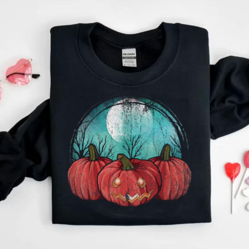 Spooky Jack O Lantern Halloween Costume Full Moon Pumpkin Shirts