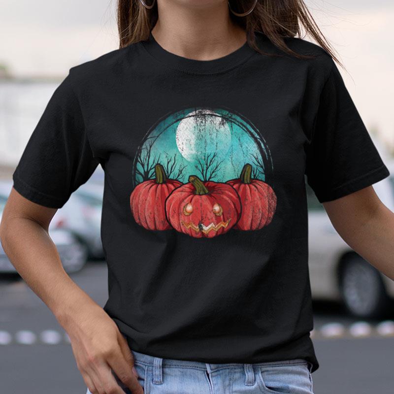 Spooky Jack O Lantern Halloween Costume Full Moon Pumpkin Shirts