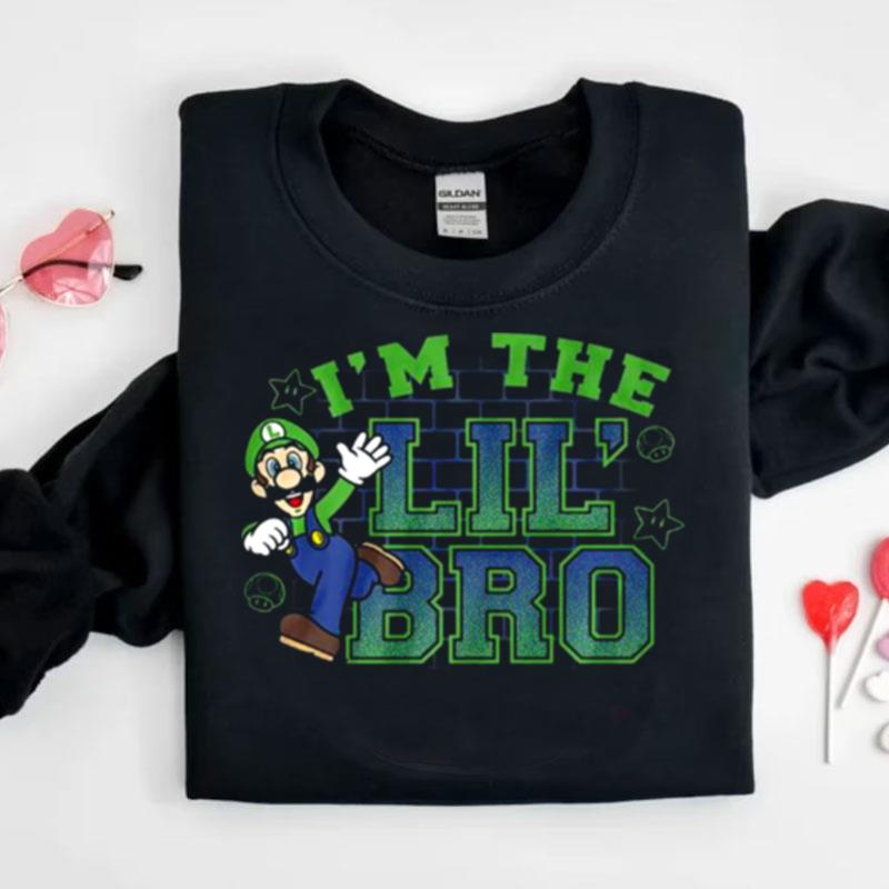 Super Mario Im The Lil Bro Luigi Action Pose Green Shirts
