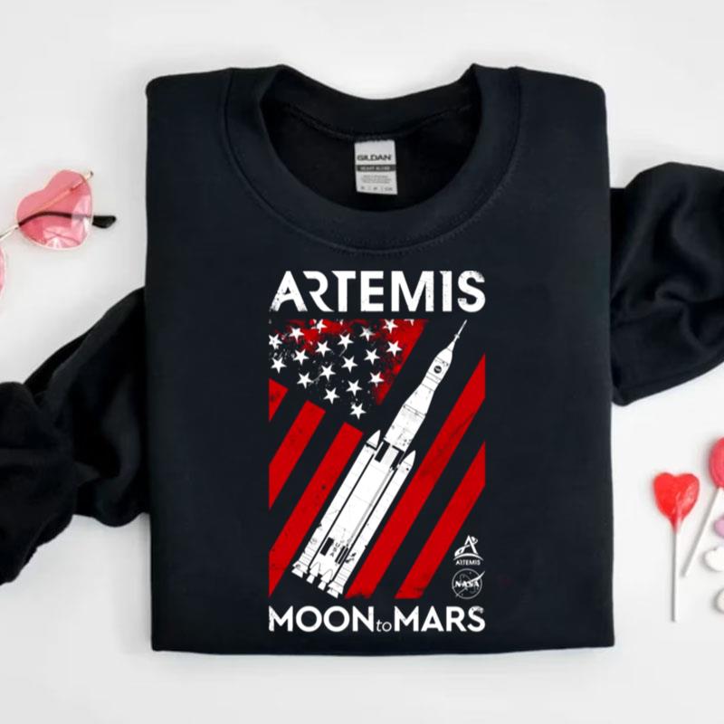 Us Flag Artemis Moon To Mars Shirts