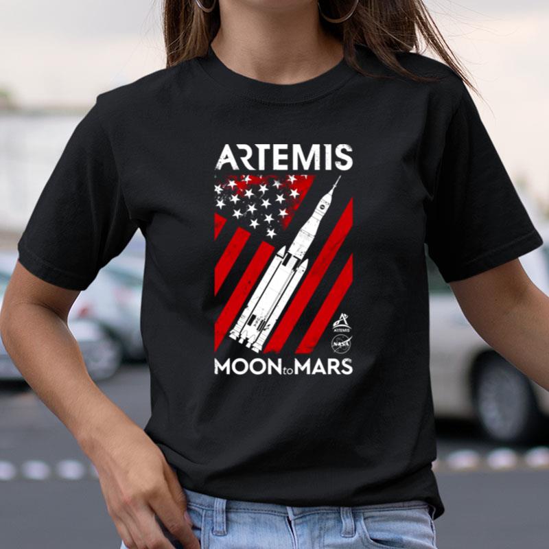 Us Flag Artemis Moon To Mars Shirts