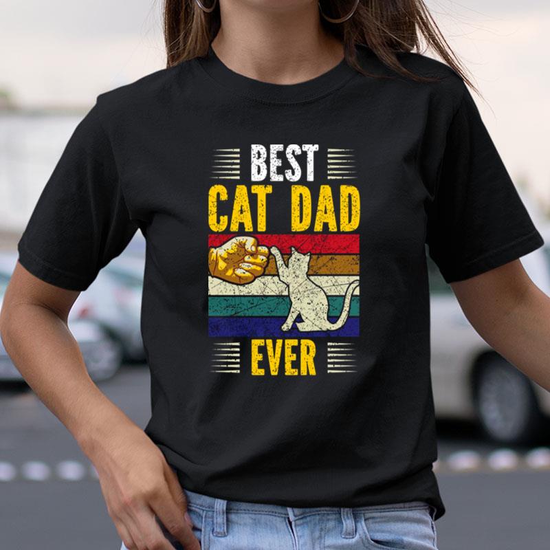 Vintage Best Cat Dad Ever Gold Personalized Cat Dad Shirts