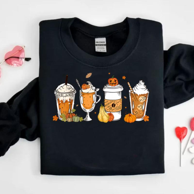 Vintage Fall Coffee Pumpkin Latte Drinks Autumn Thanksgiving Shirts